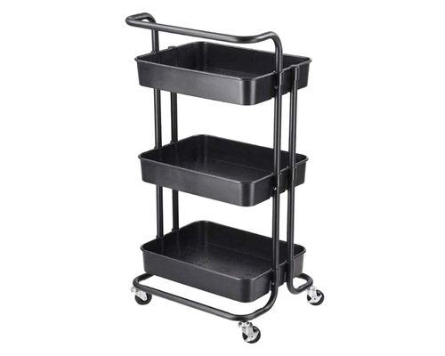 Carro Cocina 3 Pisos Negro 87X42,5X39 Cm Cotidiana