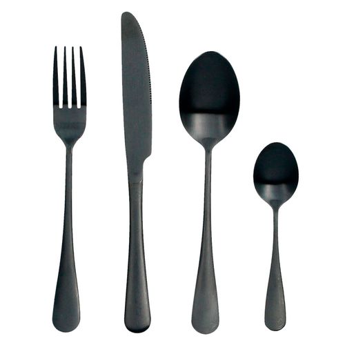 Set Cubierto Acero Negro 24 Un La Hacienda