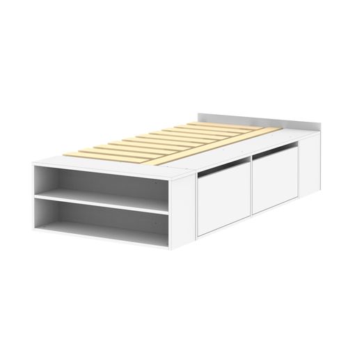 Cama 1 Plaza, 2 Cajones Y Estantes Blanca Dielfe