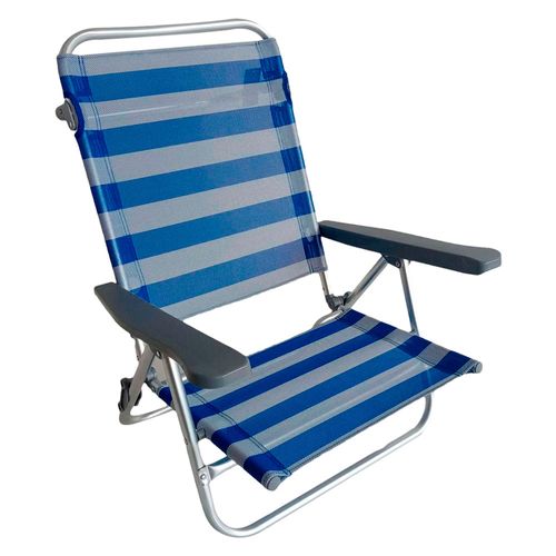 Silla playa Summer raya blanco/azul Outzen