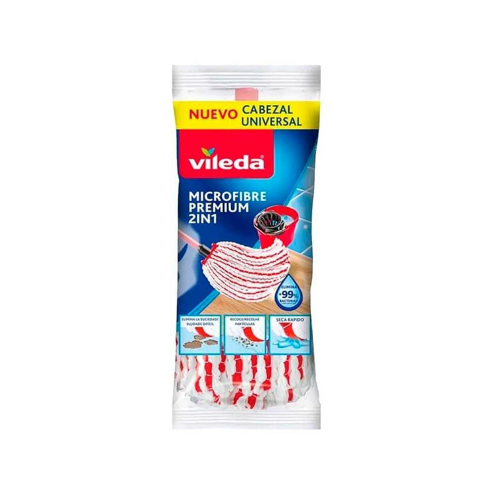 Mopa Universal Premium Microfibra 2en1 30X40 Cm Blanco/Rojo Vileda