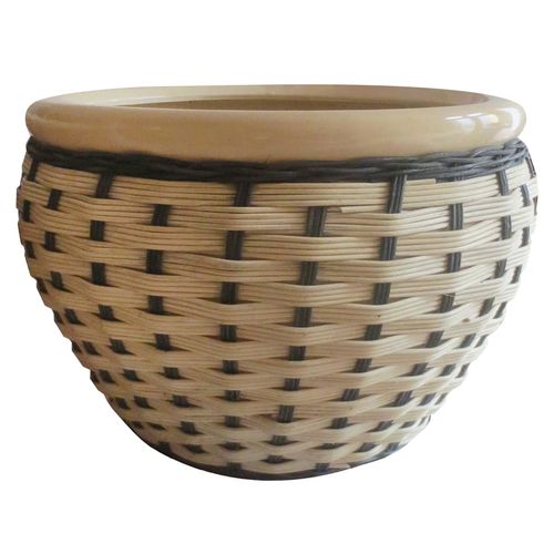 Maceta Cerámica Rattan Minh 24x16cm Outzen