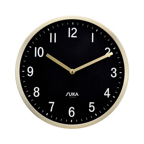 Reloj Aluminio 25 Cm Negro Y Oro Suka