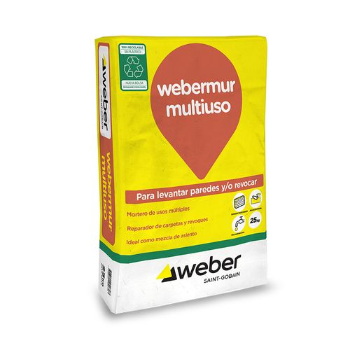 Mortero Multiuso 25 Kg Gris Weber