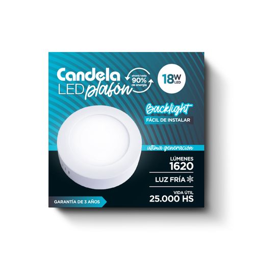 Led Plafón Redondo 18W Frío Candela