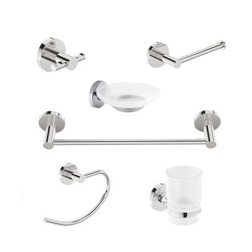 Accesorio Para Baño 6 Piezas Linea Steel Cromado Peirano