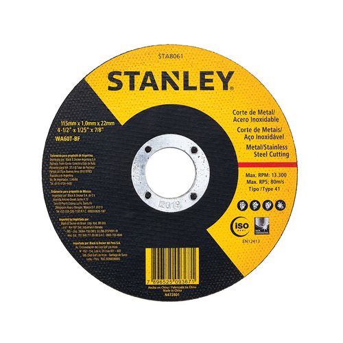Disco Corte Metal 4 1/2 1mm Stanley