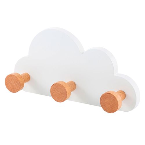 Percha Nube madera 11x22x5 cm blanco/natural Cotidiana