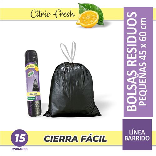 Bolsa Cierra Fácil Citric 45X60 15U Negra Glow