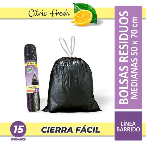 Bolsa Cierra Fácil Citric 50X70 15U Negra Glow