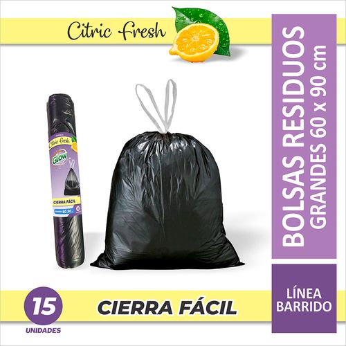Bolsa Cierra Fácil Citric 60X90 15U Negra Glow