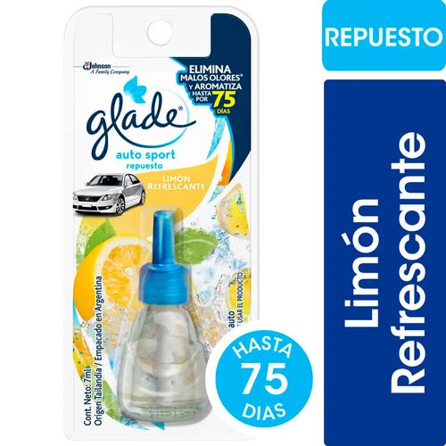 Repuesto Aromatizante Limón Refrescante 7 Ml Glade Auto Sport