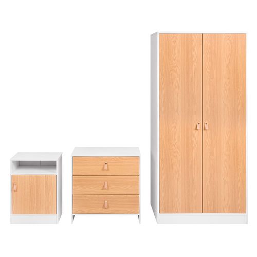 Clóset + cajonera + mesa de luz blanco/natural M+Design