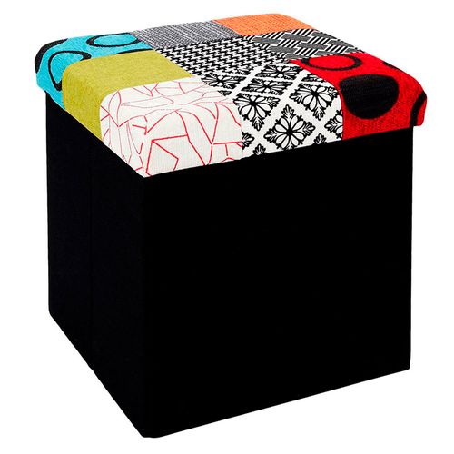 Puff recorte cuadros colores 38x38x38 cm M+Design
