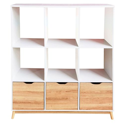 Librero Florencia 2.1 natural/blanco 126x114x30 cm M+Design