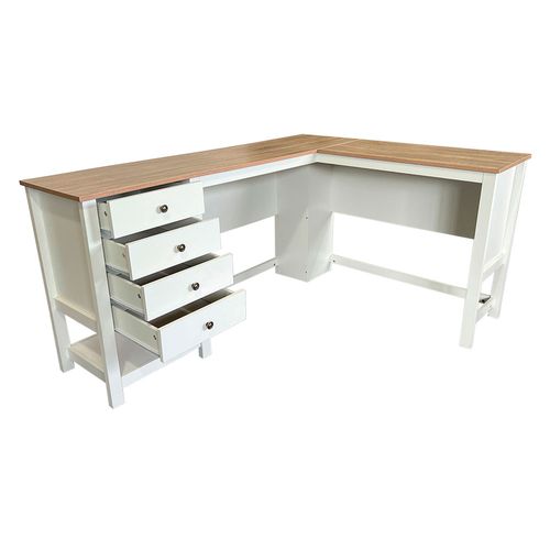 Escritorio esquinero Vacho natural/blanco 78x160x122 cm M+Design