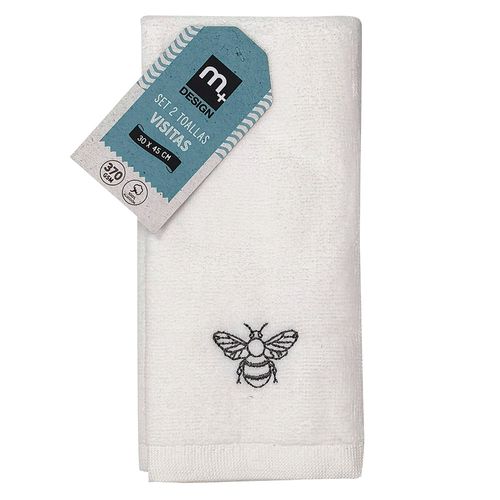 Toalla de visita algodón bordado abeja 2 piezas 30x45 cm Cotidiana