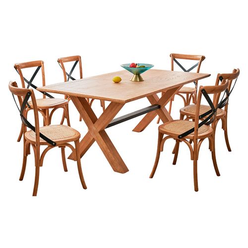 Juego de comedor Rustic natural 75x180x100 cm M+Design