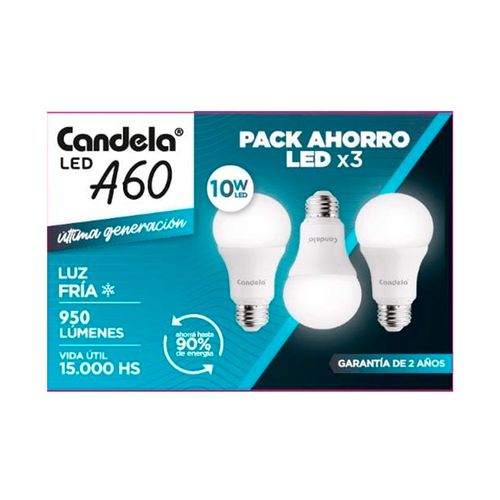 Pack X3 Led Classic E27 10W Fria Candela