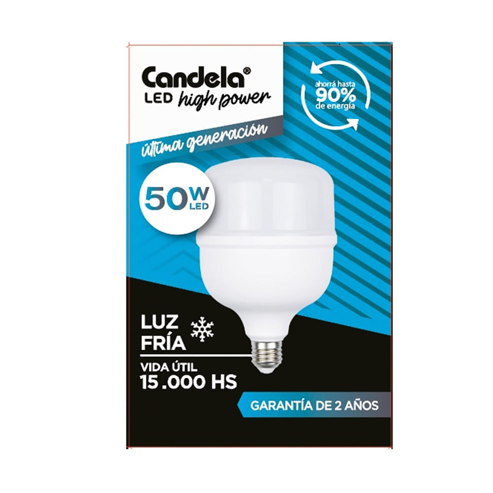 Lámpara Led Bulbo Luz Fría E27 50 W Candela