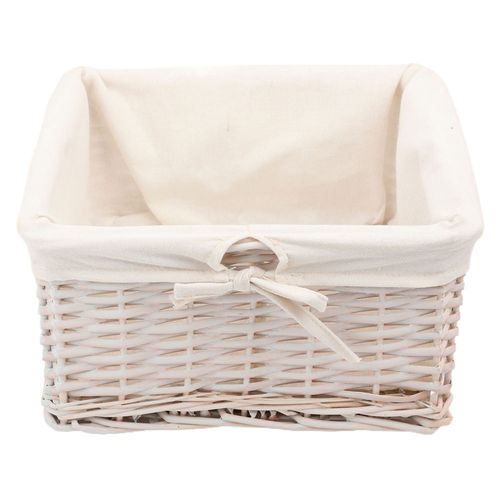 Canasto mimbre/tela bajo blanco 15x30x30 cm Hacks & Racks