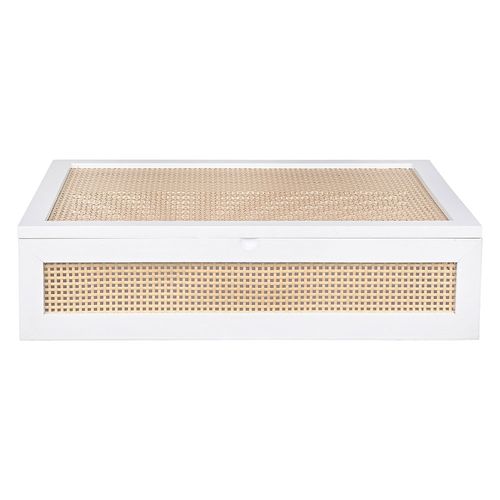 Caja rígida ratán natural/blanco M Cotidiana