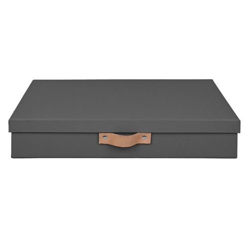 Caja plana rígida con asa gris 7.5x30x40 cm Hacks & Racks