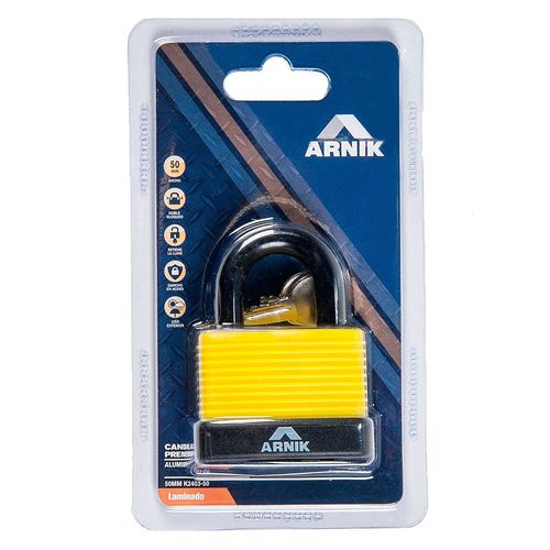 Candado Laminado Acero 50 Mm Gris Arnik