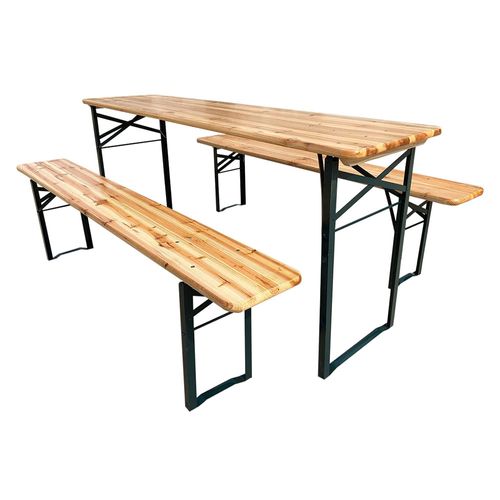 Set Comedor Acero y Madera 2 Banquetas Outzen Beer