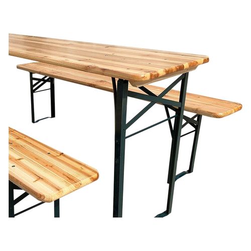 Set Comedor Acero y Madera 2 Banquetas Outzen Beer