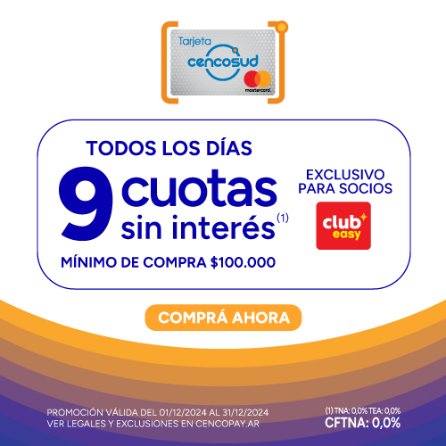 9 cuotas sin interés con TC