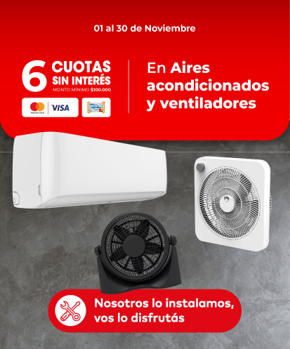 Cuotas | 6 Cuotas sin interés en Aires y ventiladores | EASY