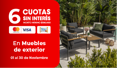 Cuotas | 6 Cuotas sin interés en muebles de exterior | EASY